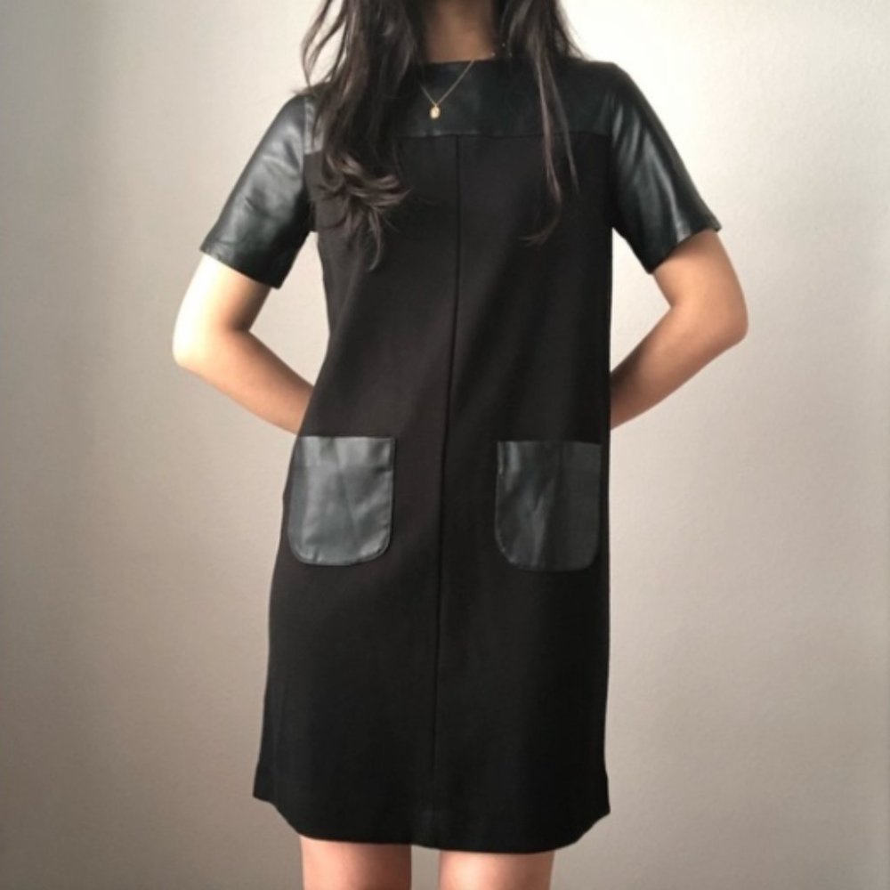 NWOT Loft Faux Leather Ponte Knit Dress